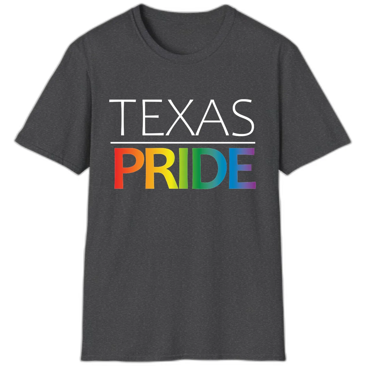 Texas Pride Rainbow Letters T-Shirt in Dark Heather