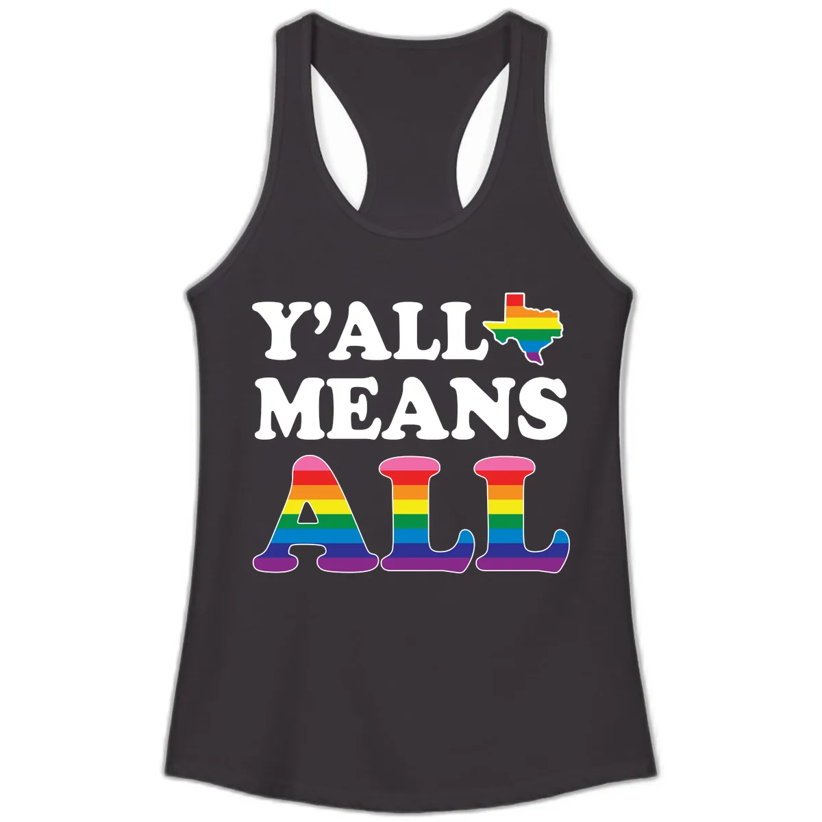 Y'all Means All Texas Pride Ladies Tank in Black