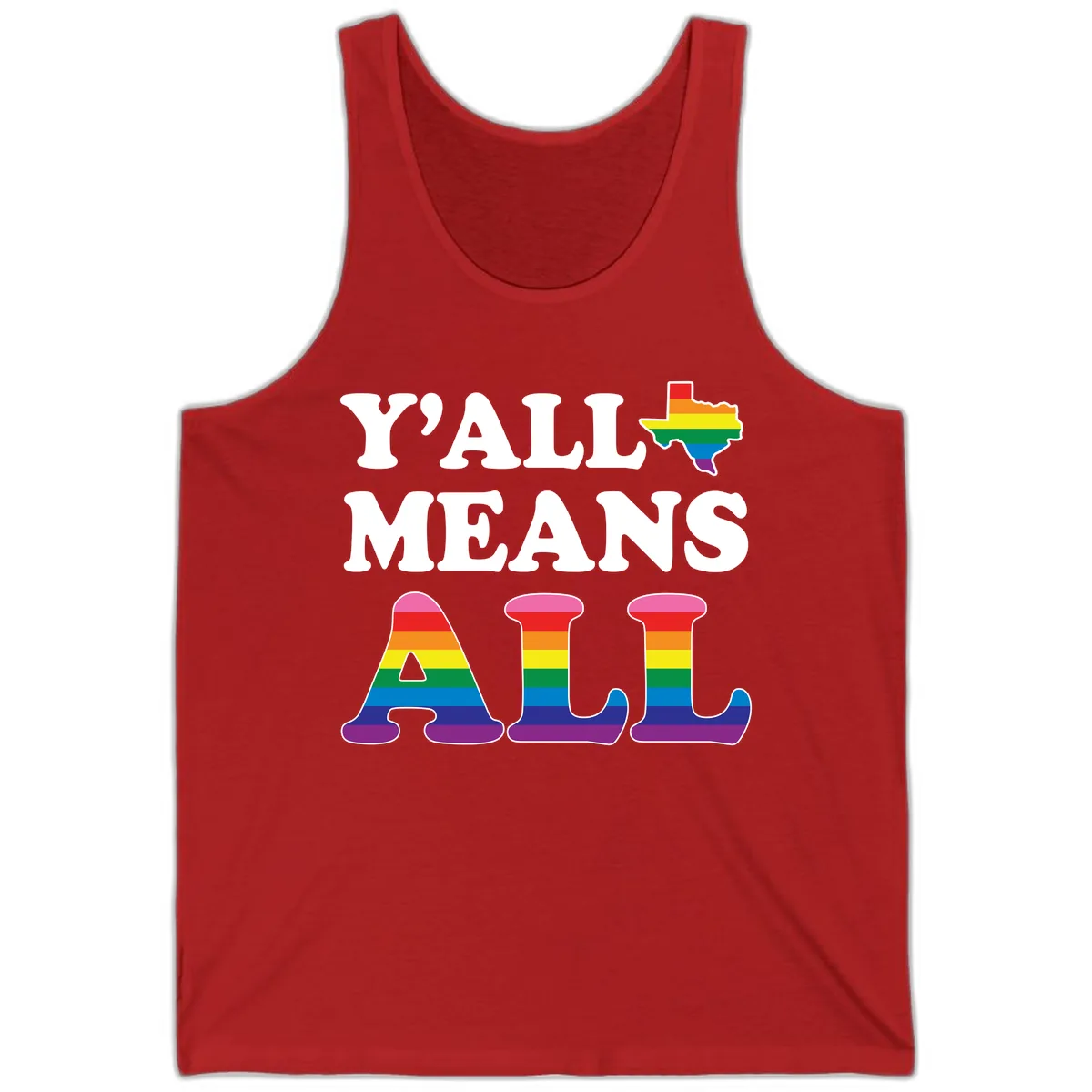 Y'all Means All Texas Pride Tank in Red