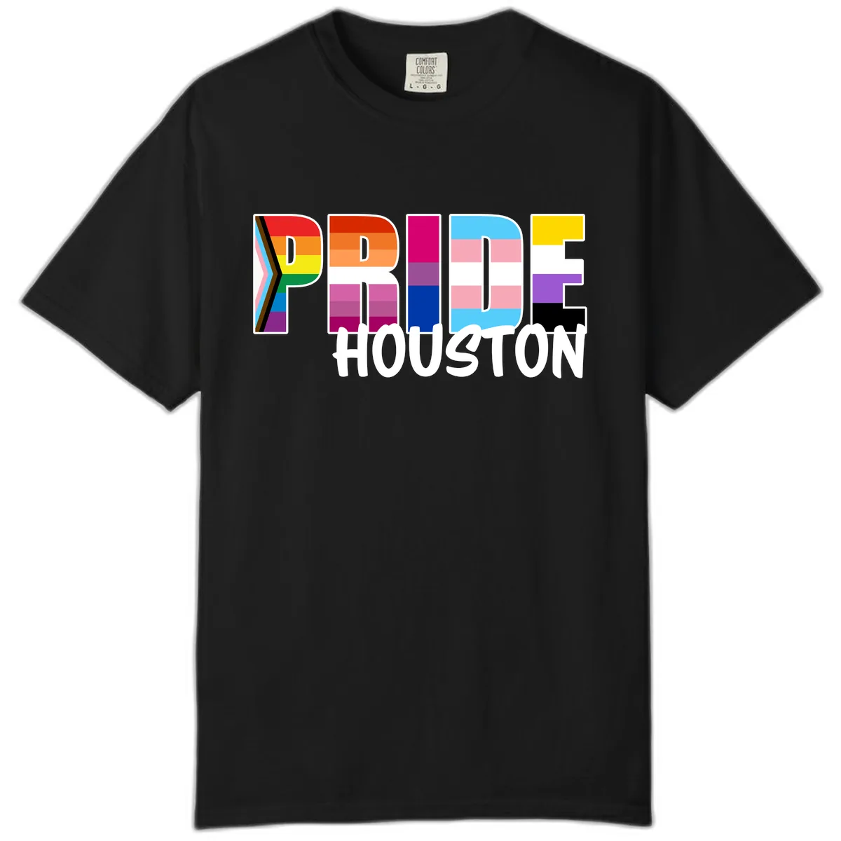 Pride Houston Rainbow Lettering Comfort Color in Black