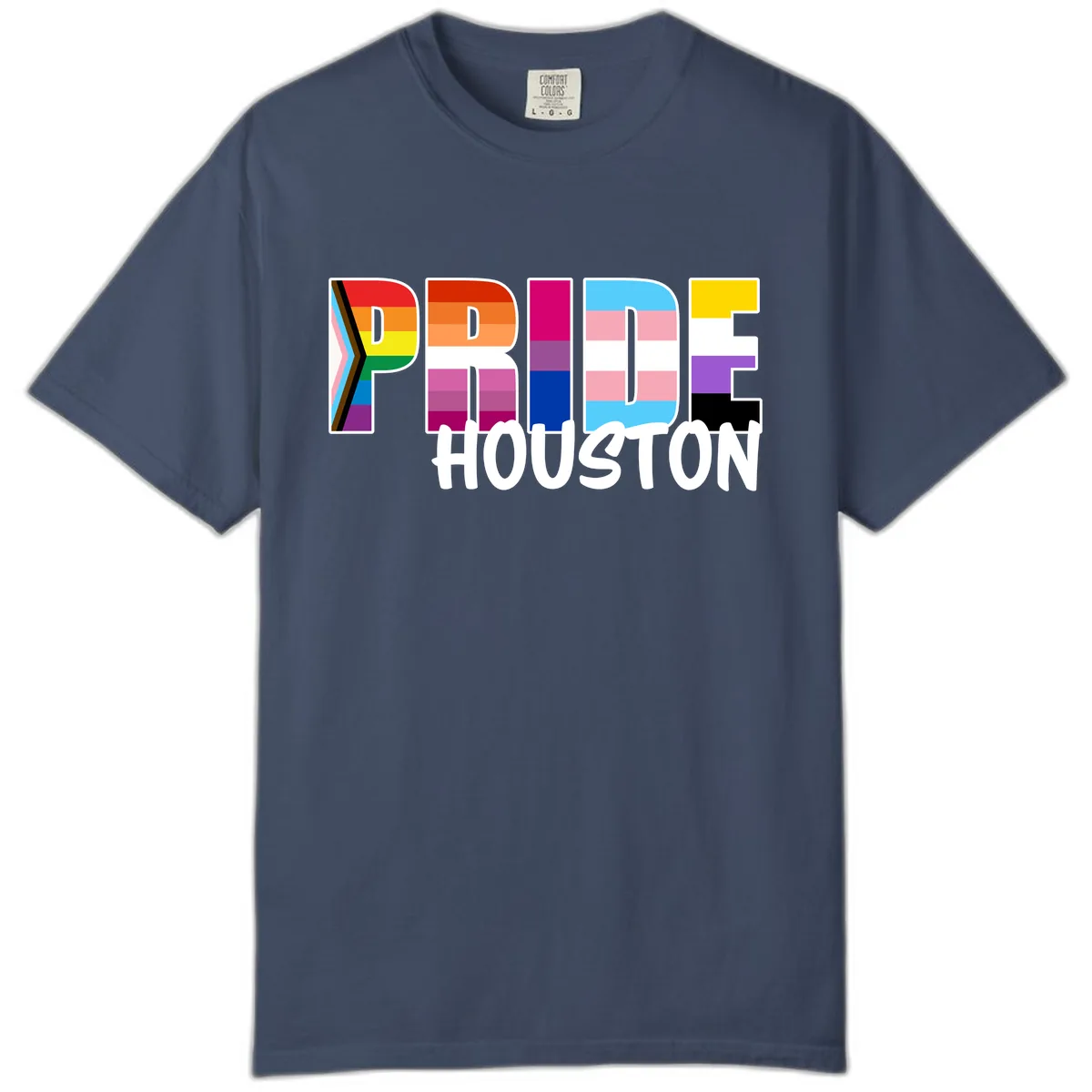 Pride Houston Rainbow Lettering Comfort Color in Midnight
