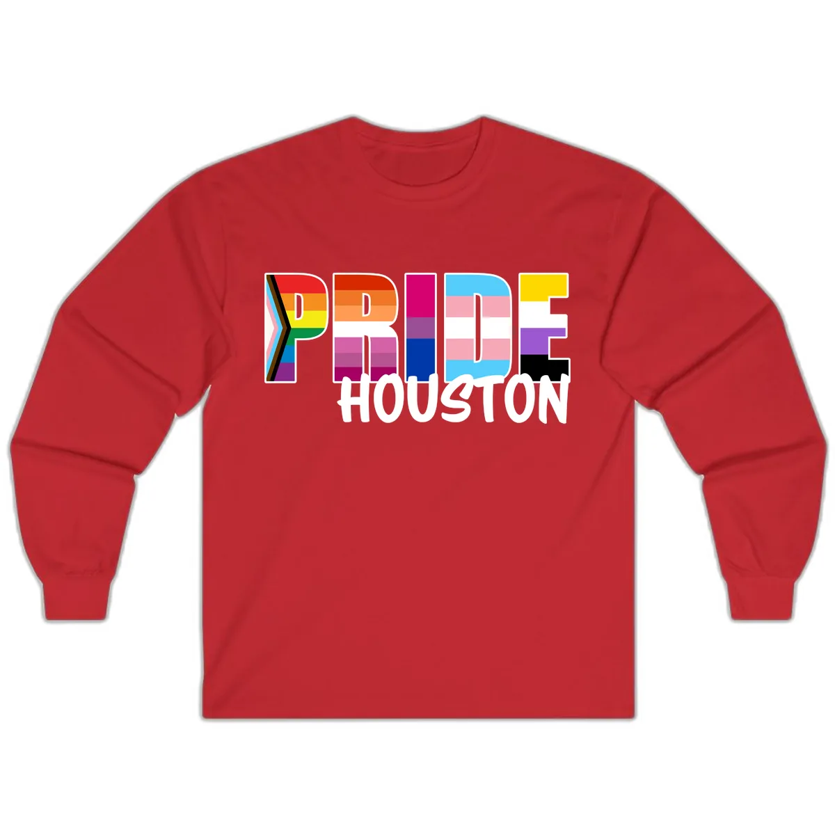 Pride Houston Rainbow Lettering Long Sleeve in Red