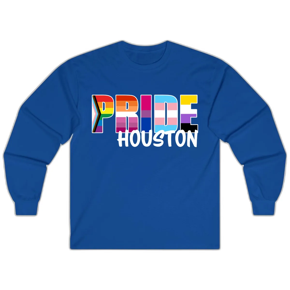 Pride Houston Rainbow Lettering Long Sleeve in Royal