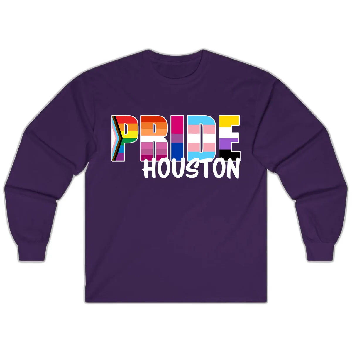 Pride Houston Rainbow Lettering Long Sleeve in Purple