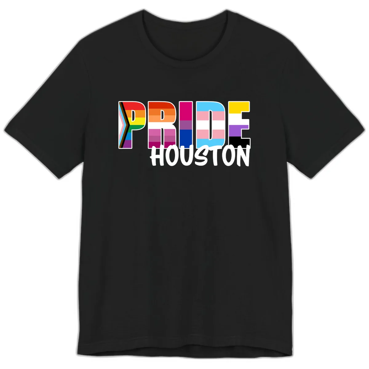 Pride Houston Rainbow Lettering Premium T-Shirt in Black