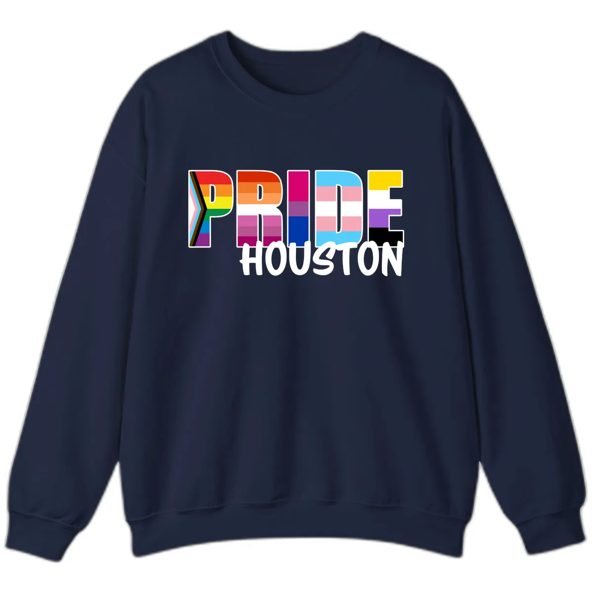 Pride Houston Rainbow Lettering Sweatshirt in Navy