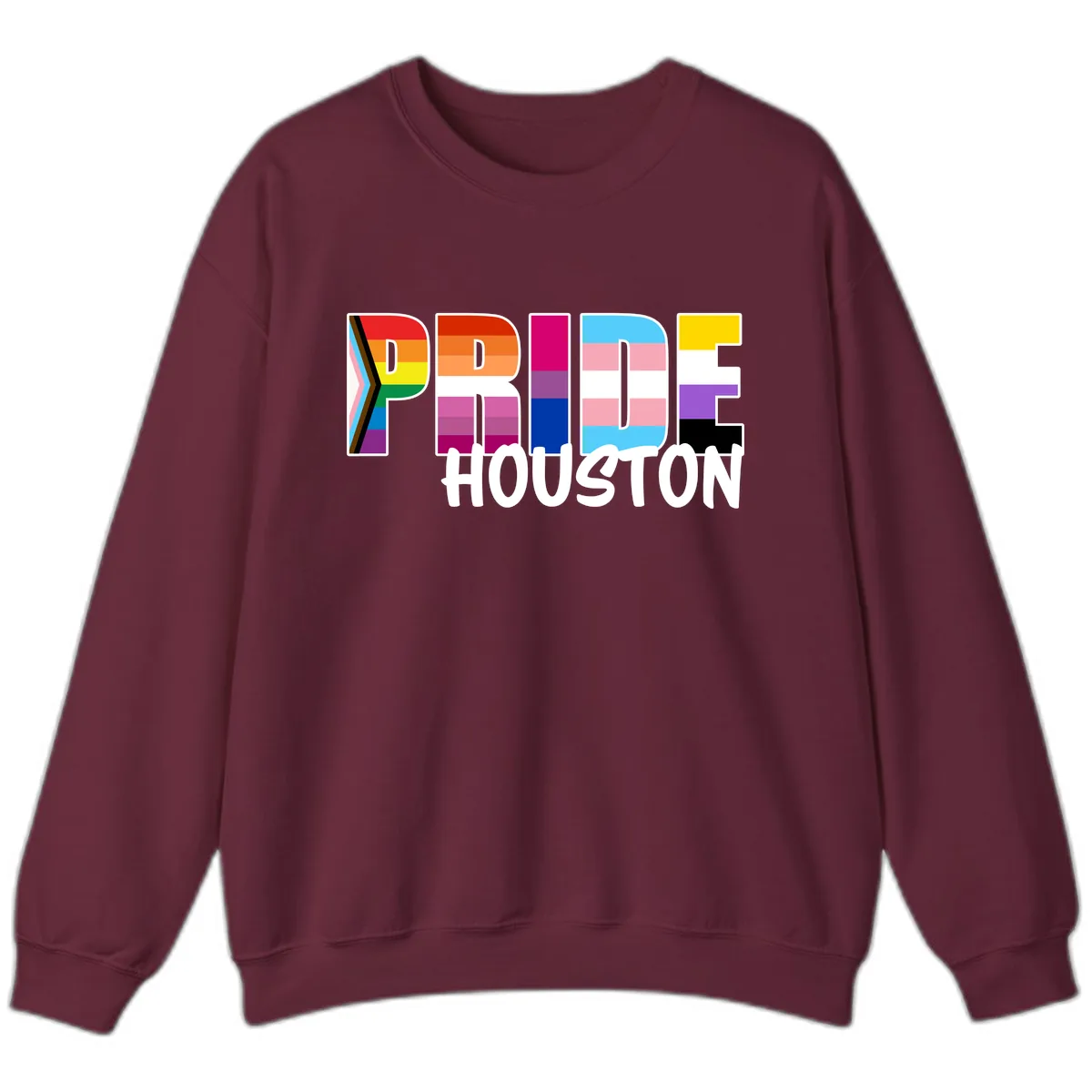 Pride Houston Rainbow Lettering Sweatshirt in Maroon