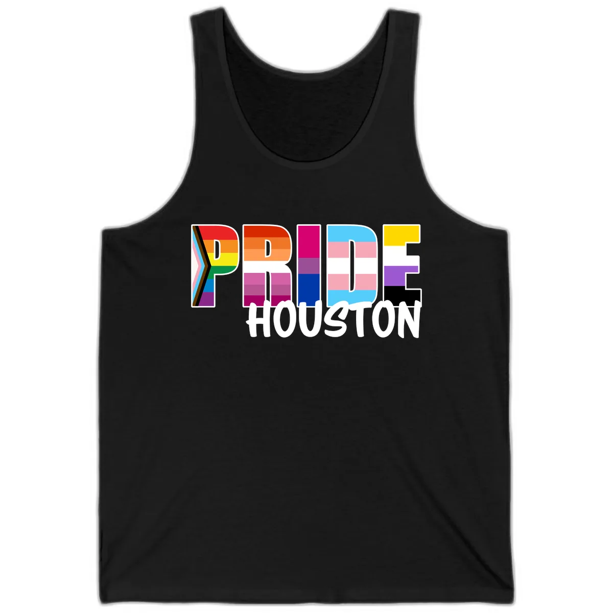 Pride Houston Rainbow Lettering Tank in Black