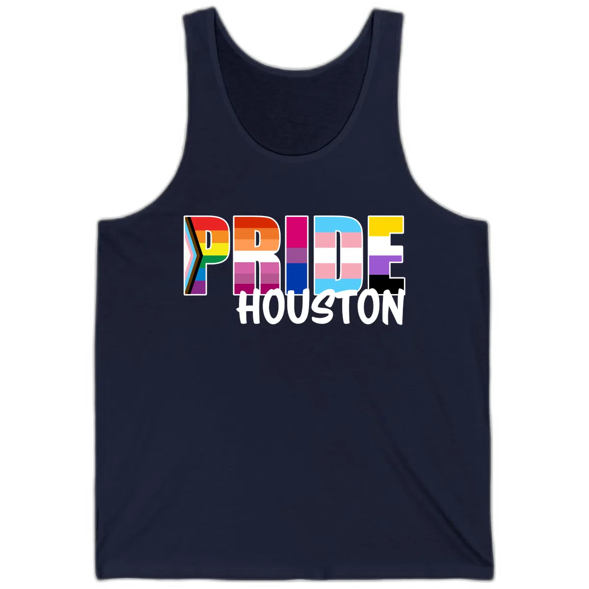 Pride Houston Rainbow Lettering Tank in Navy