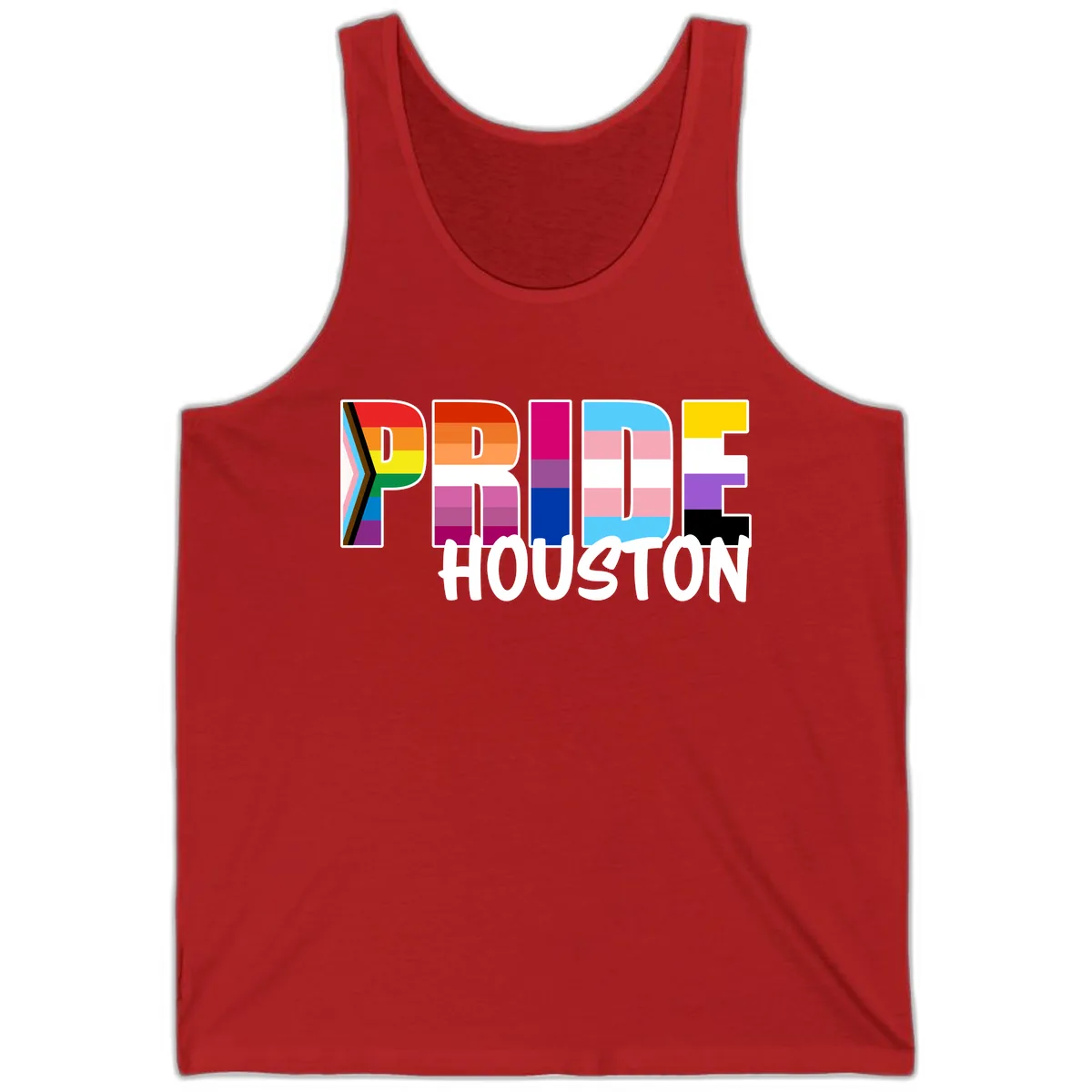 Pride Houston Rainbow Lettering Tank in Red