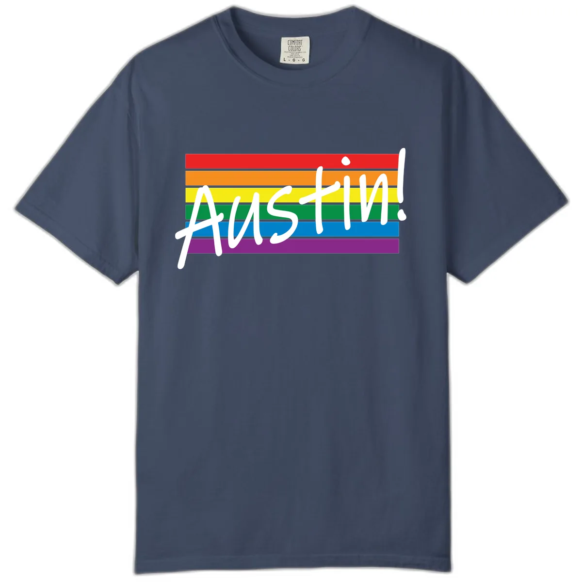 Austin Pride Rainbow Flag Comfort Color in Midnight