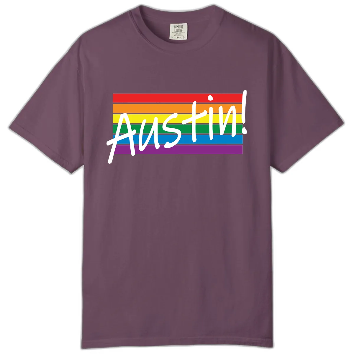Austin Pride Rainbow Flag Comfort Color in Berry