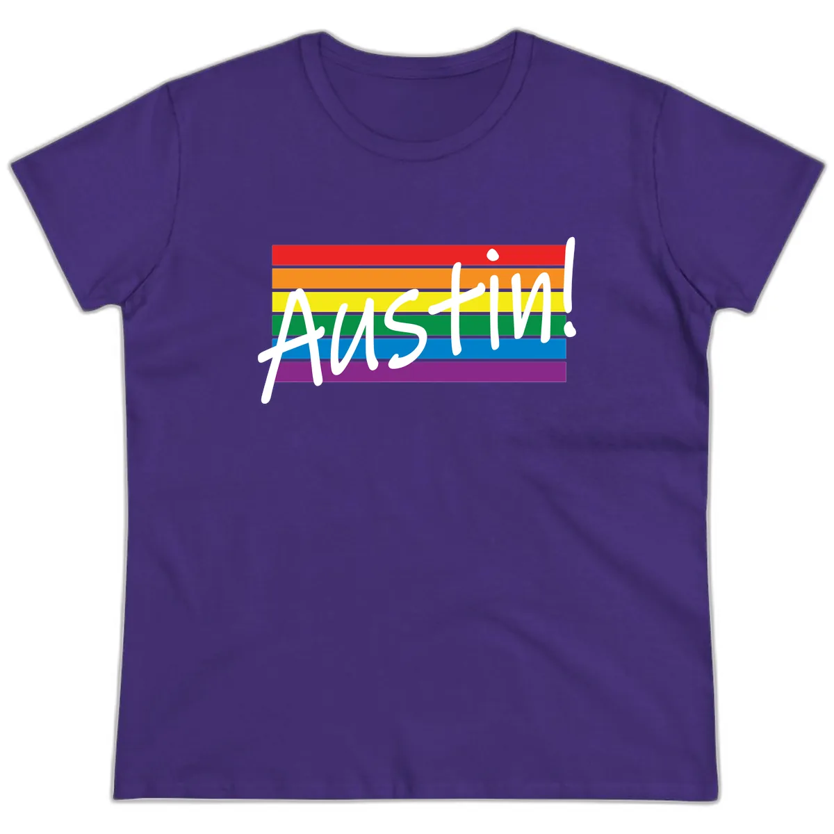 Austin Pride Rainbow Flag Ladies Tee in Purple