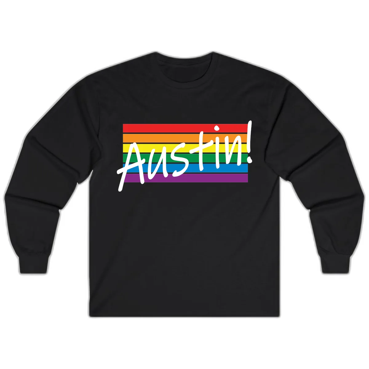 Austin Pride Rainbow Flag Long Sleeve in Black
