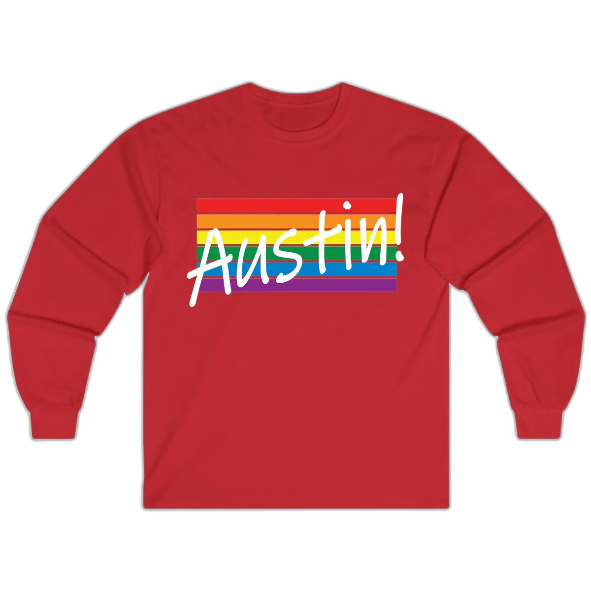 Austin Pride Rainbow Flag Long Sleeve in Red