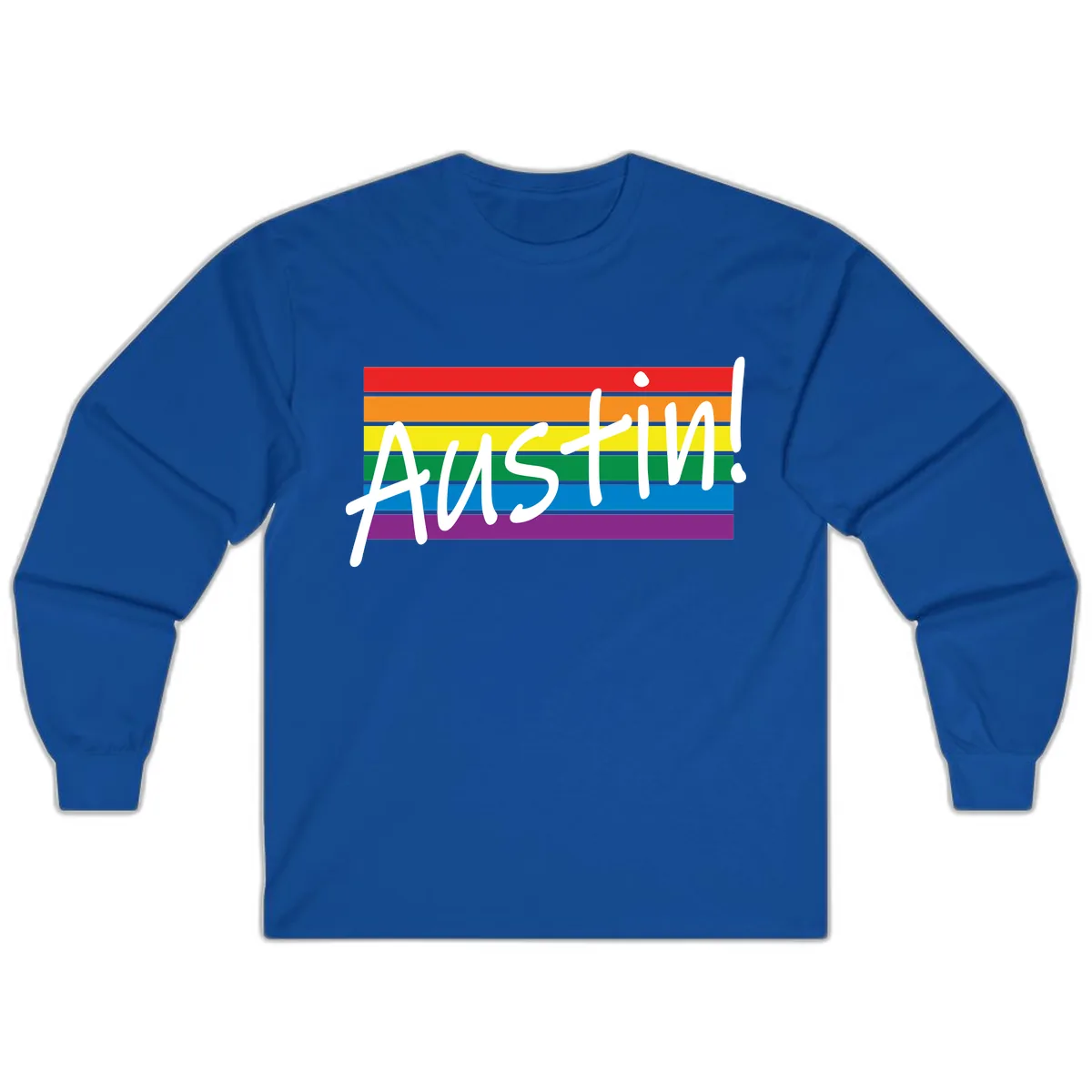 Austin Pride Rainbow Flag Long Sleeve in Royal