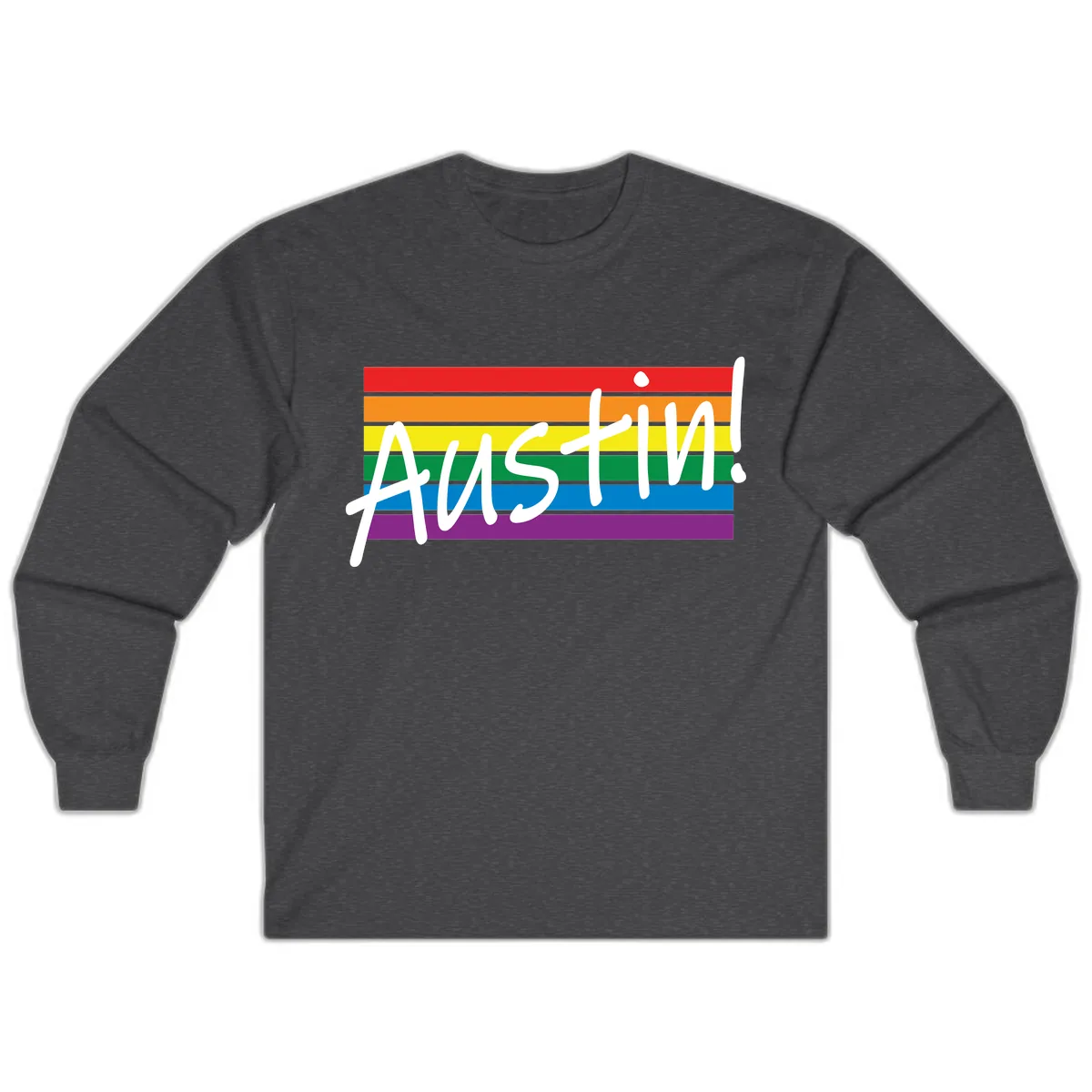 Austin Pride Rainbow Flag Long Sleeve in Dark Heather
