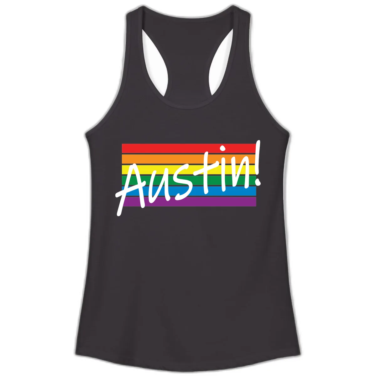Austin Pride Rainbow Flag Ladies Tank in Black