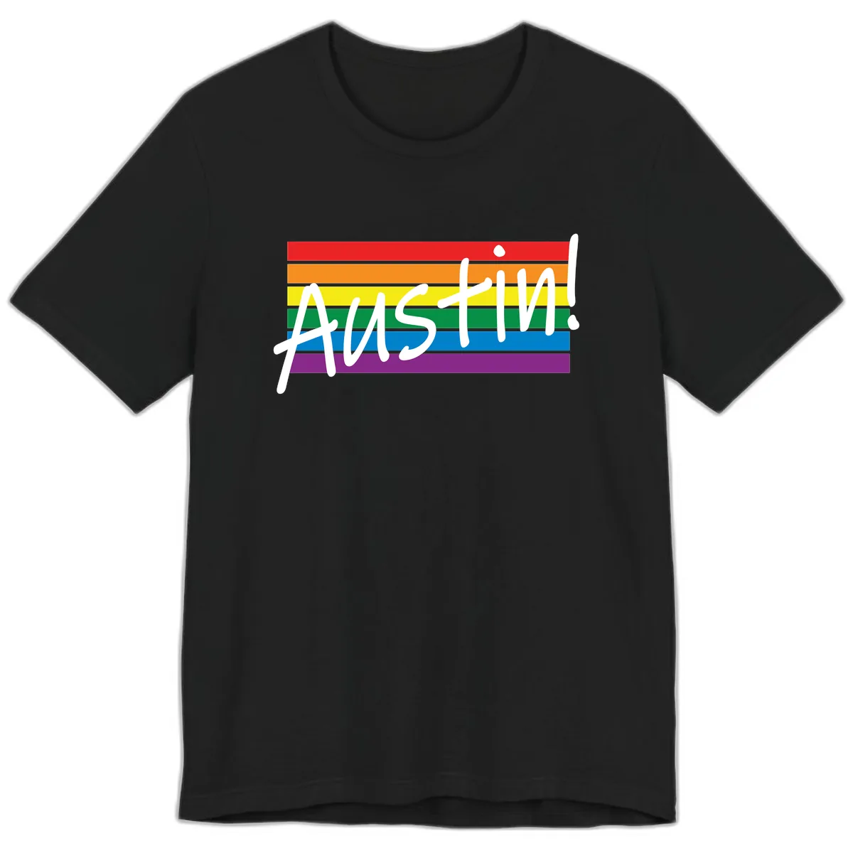 Austin Pride Rainbow Flag Premium T-Shirt in Black