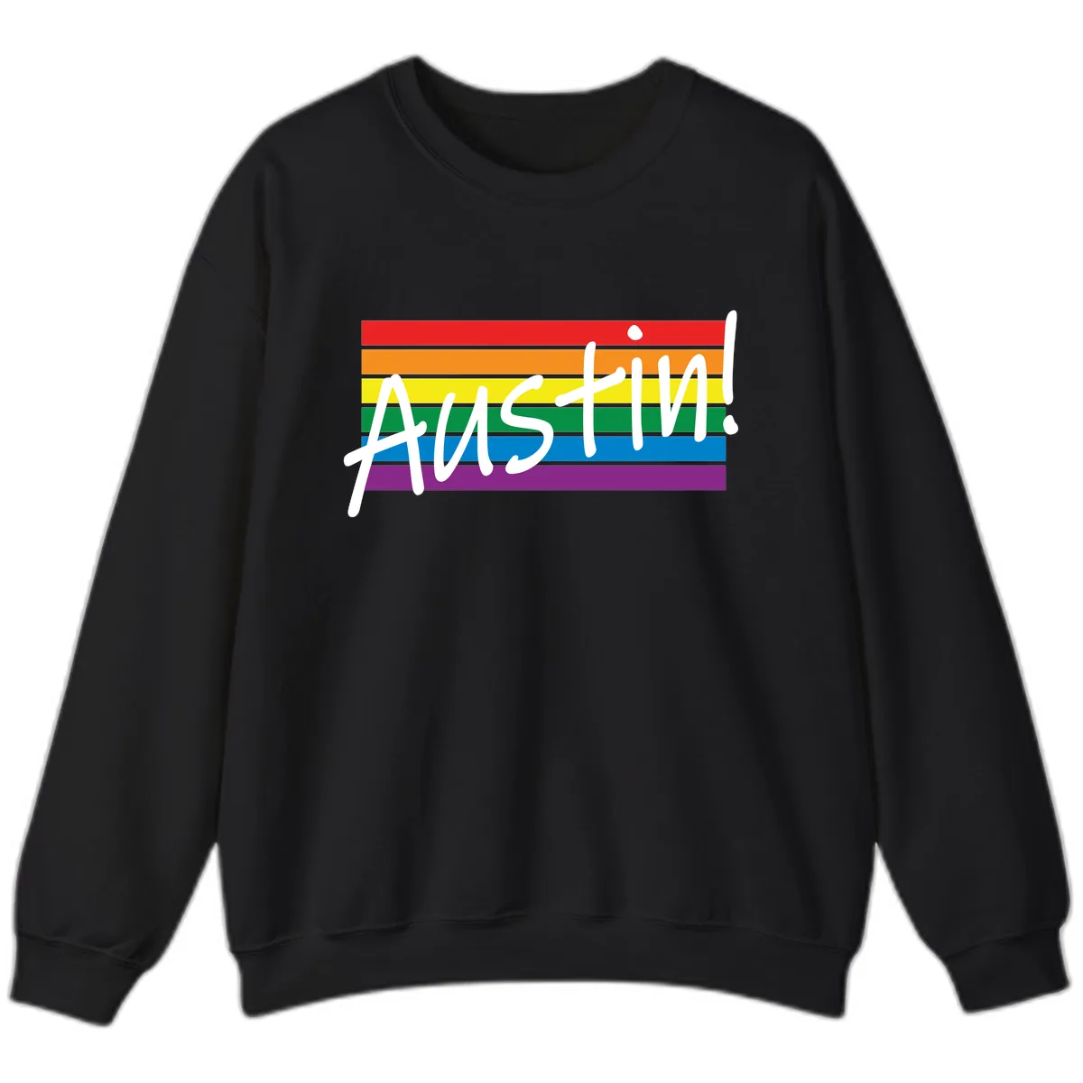 Austin Pride Rainbow Flag Sweatshirt in Black