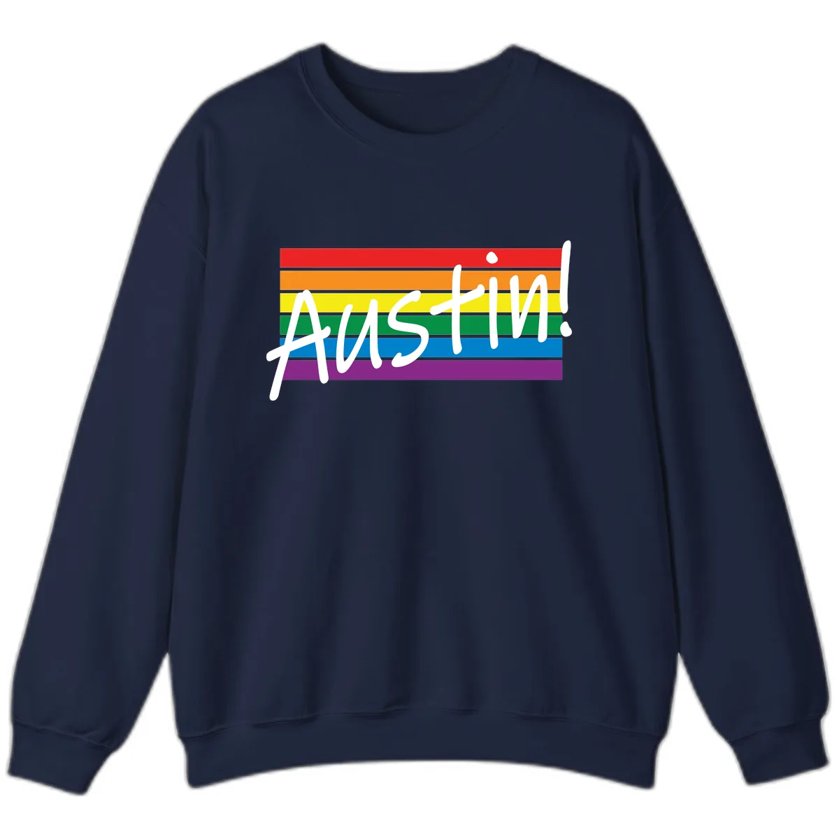 Austin Pride Rainbow Flag Sweatshirt in Navy