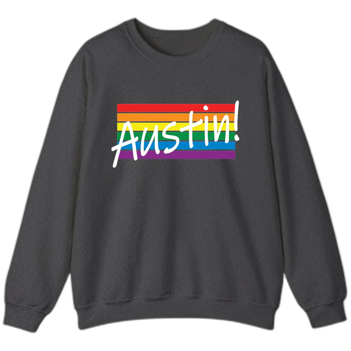 Austin Pride Rainbow Flag Sweatshirt in Dark Heather