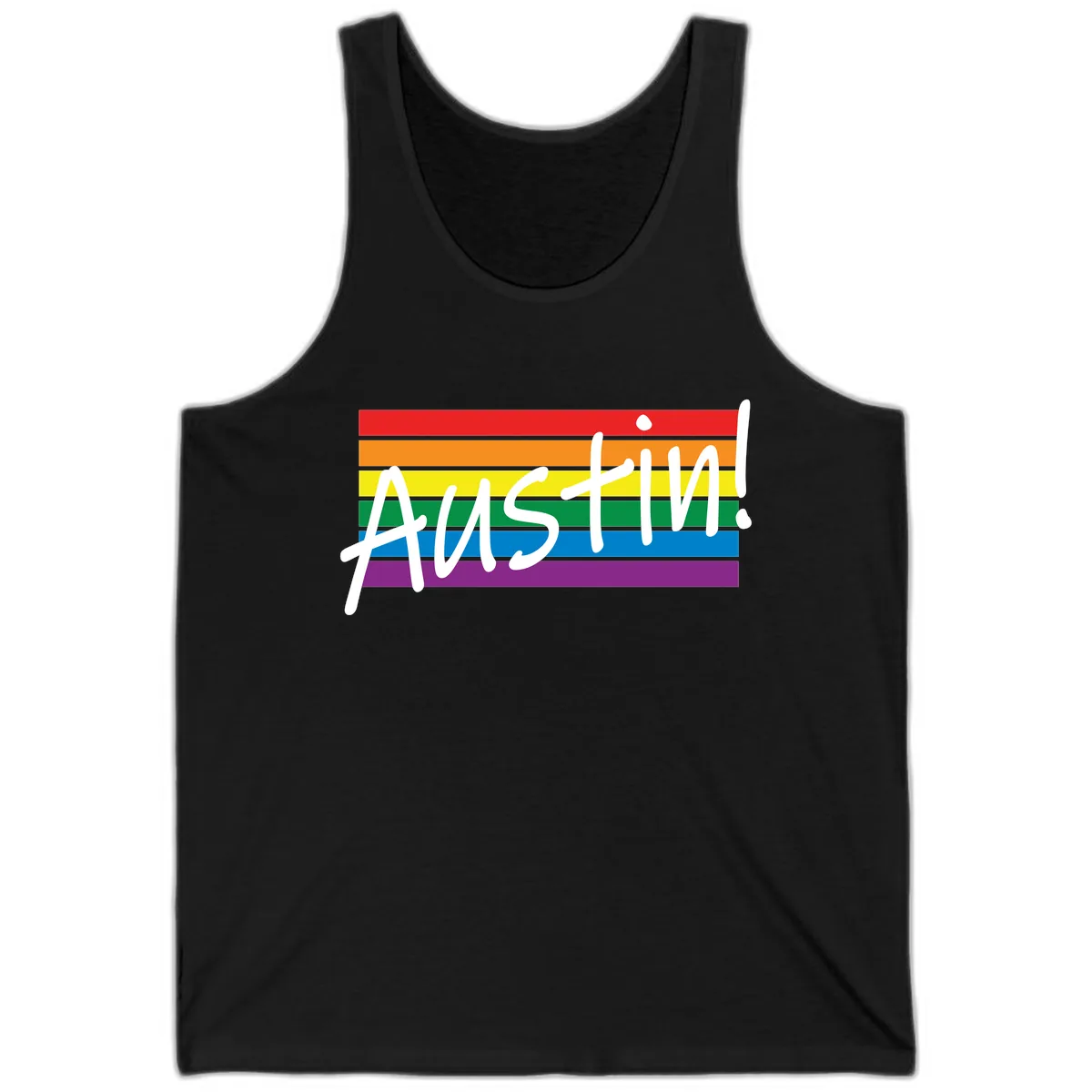 Austin Pride Rainbow Flag Tank in Black
