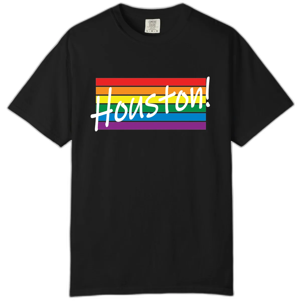 Houston Pride Rainbow Flag Comfort Color in Black