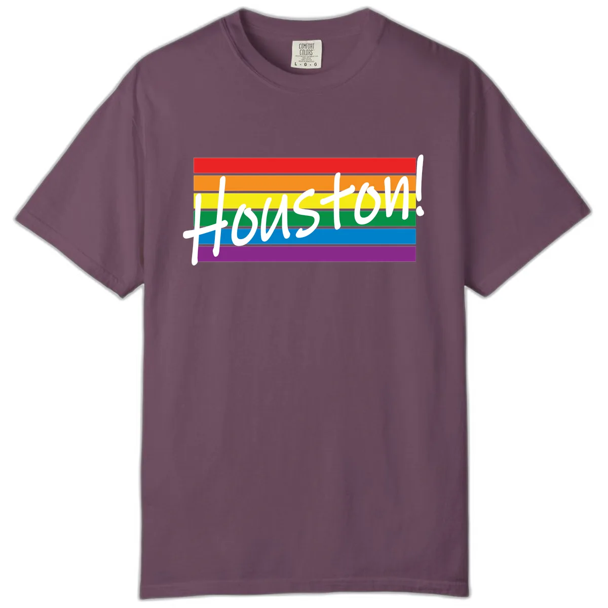 Houston Pride Rainbow Flag Comfort Color in Berry