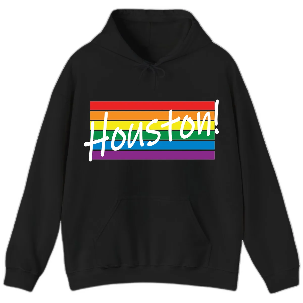 Houston Pride Rainbow Flag Hoodie in Black