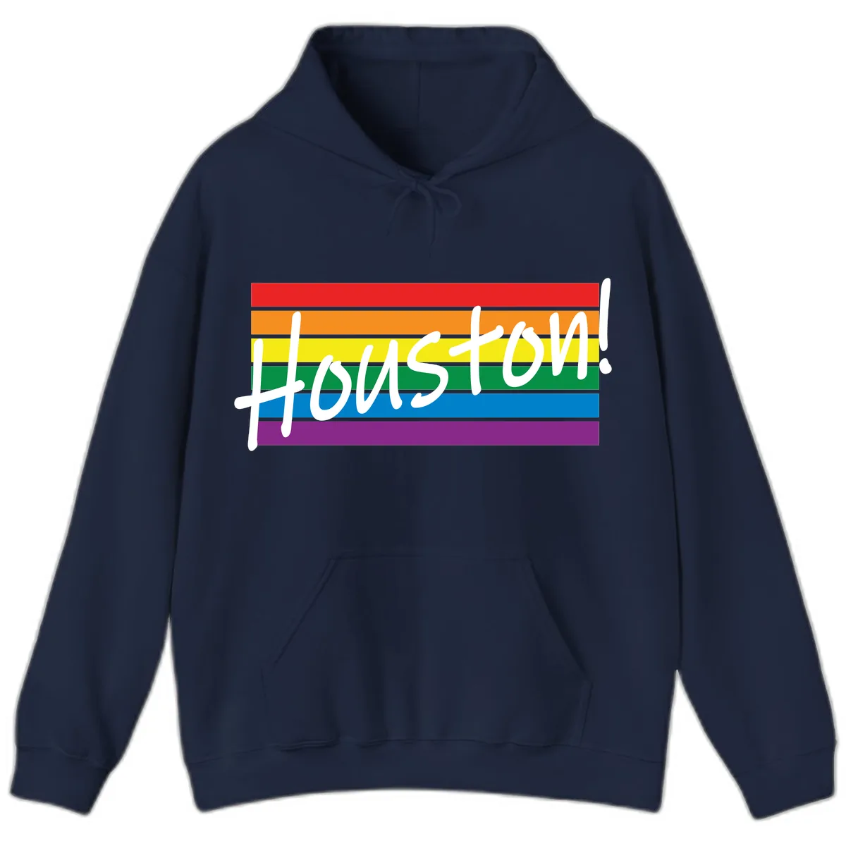 Houston Pride Rainbow Flag Hoodie in Navy