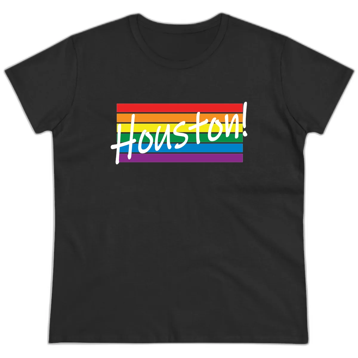 Houston Pride Rainbow Flag Ladies Tee in Black