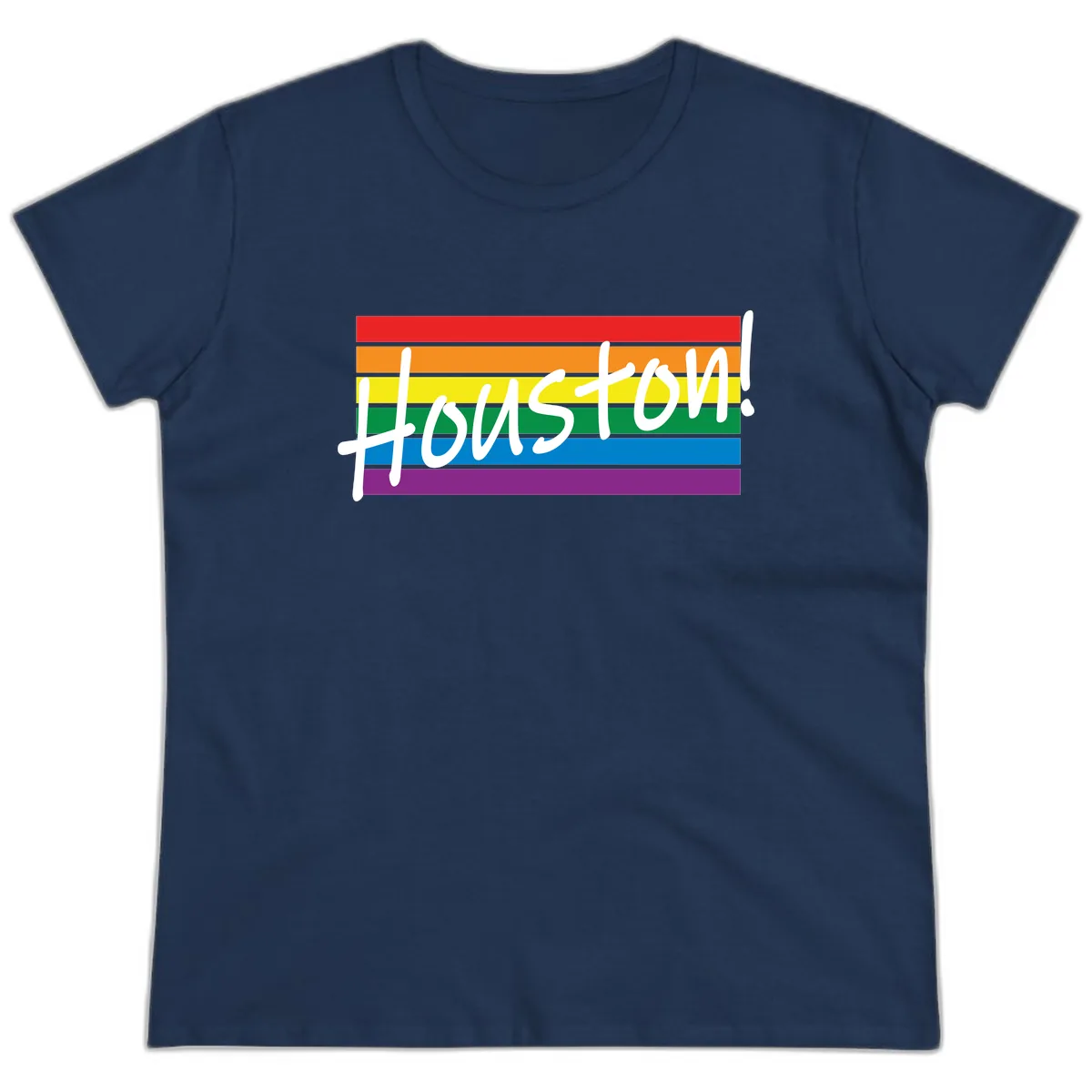 Houston Pride Rainbow Flag Ladies Tee in Navy