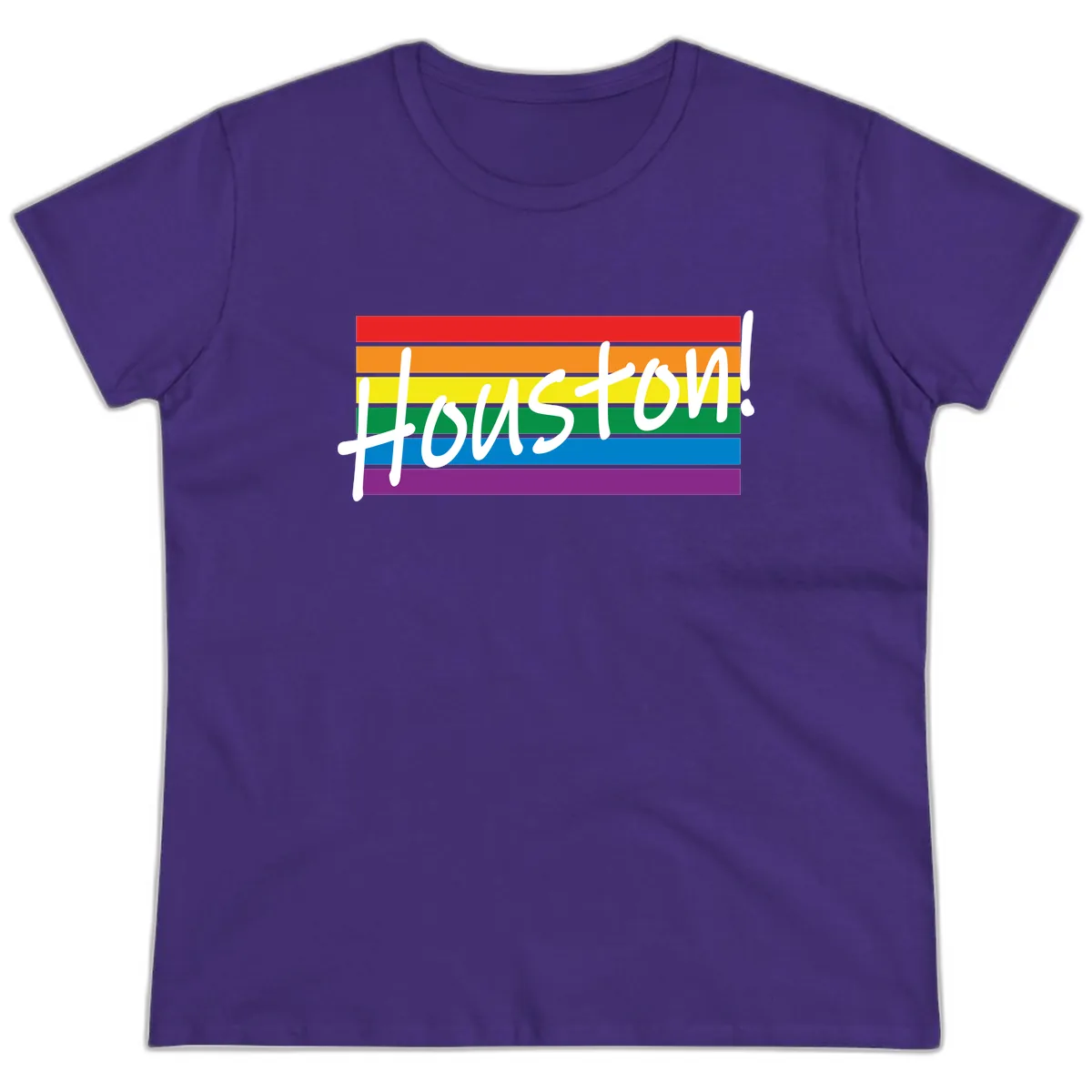 Houston Pride Rainbow Flag Ladies Tee in Purple