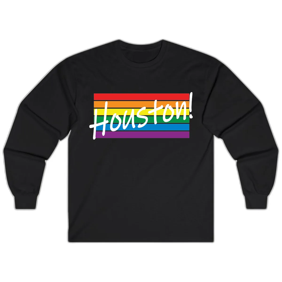 Houston Pride Rainbow Flag Long Sleeve in Black