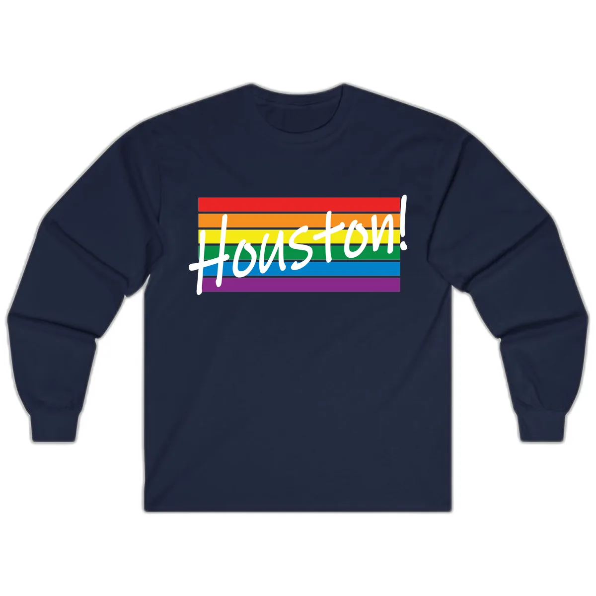 Houston Pride Rainbow Flag Long Sleeve in Navy