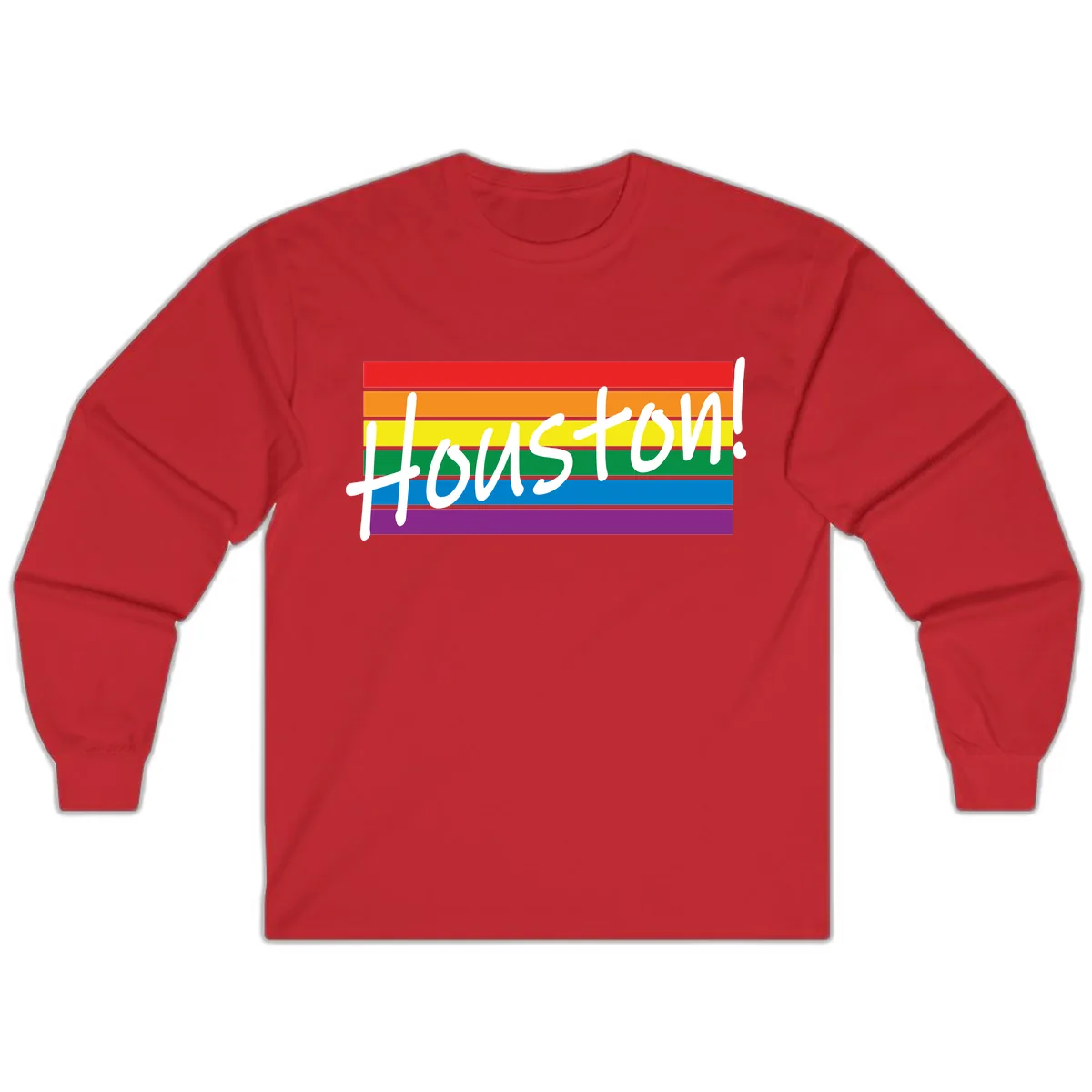 Houston Pride Rainbow Flag Long Sleeve in Red