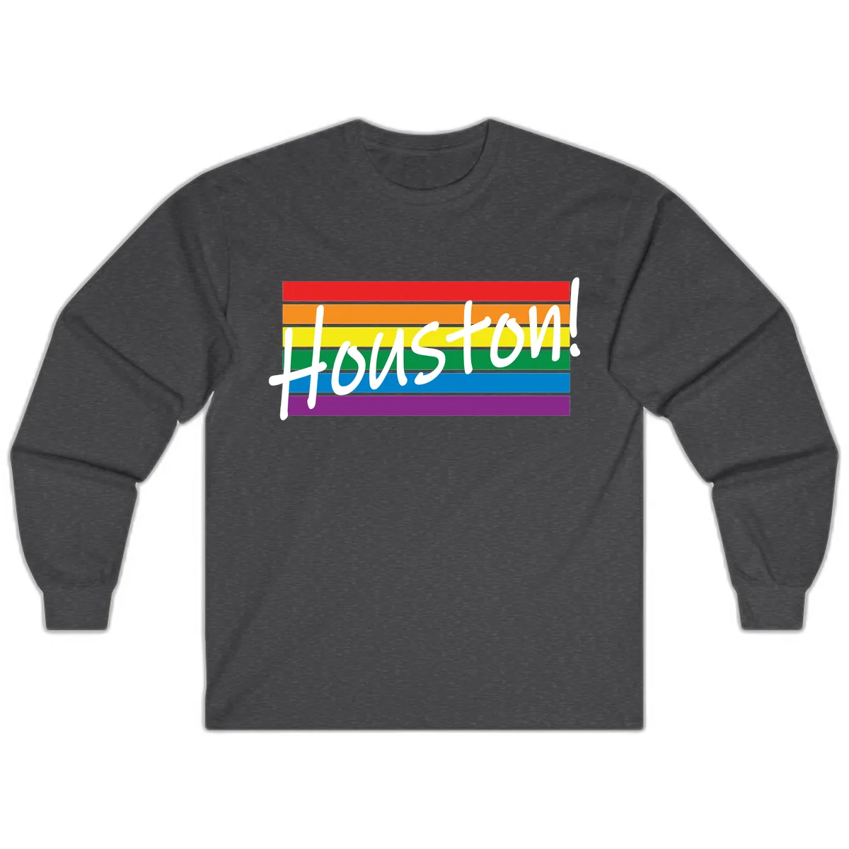 Houston Pride Rainbow Flag Long Sleeve in Dark Heather