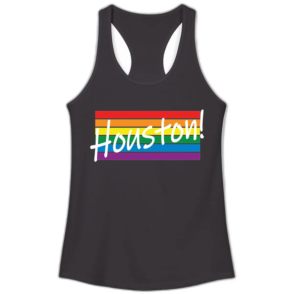 Houston Pride Rainbow Flag Ladies Tank in Black