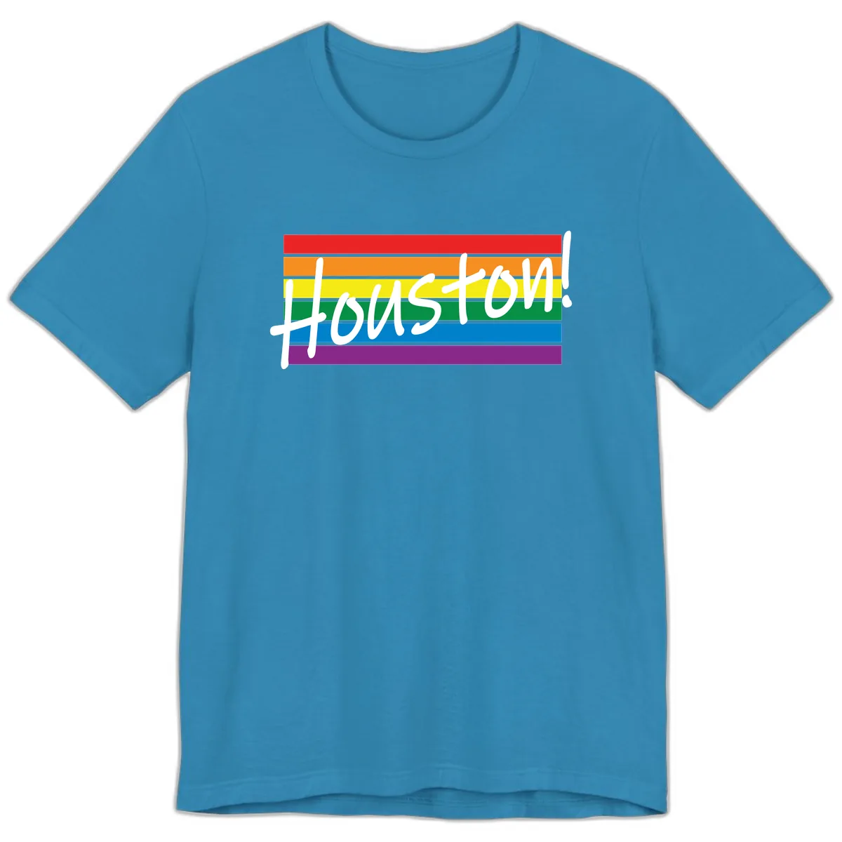 Houston Pride Rainbow Flag Premium T-Shirt in Aqua