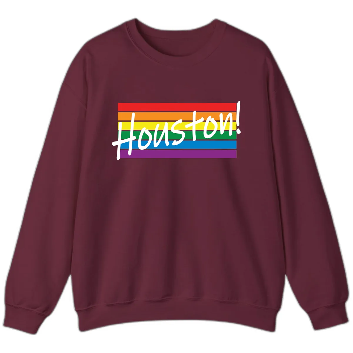 Houston Pride Rainbow Flag Sweatshirt in Maroon