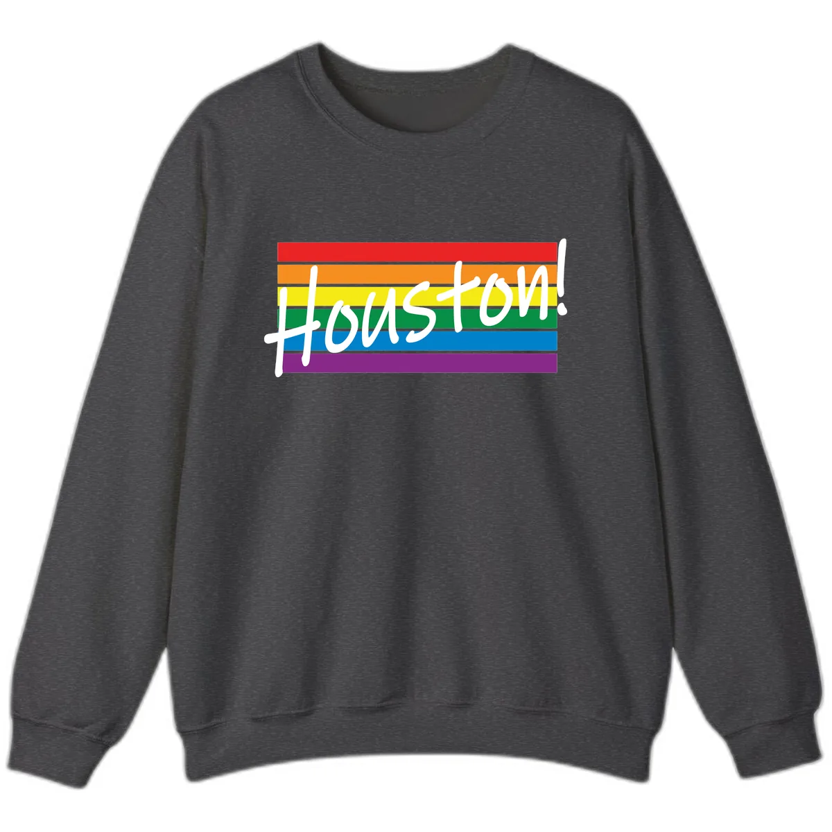 Houston Pride Rainbow Flag Sweatshirt in Dark Heather