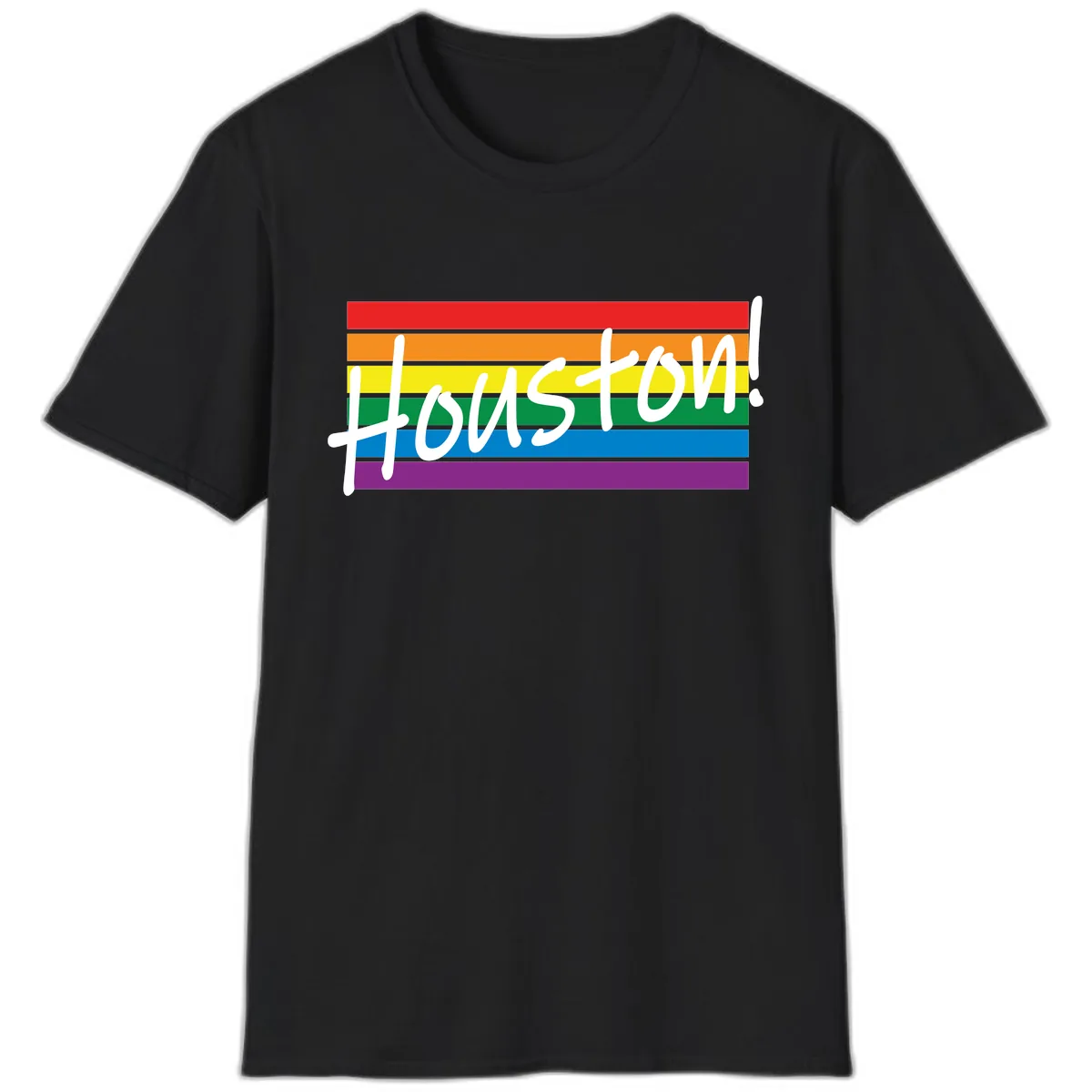 Houston Pride Rainbow Flag T-Shirt in Black