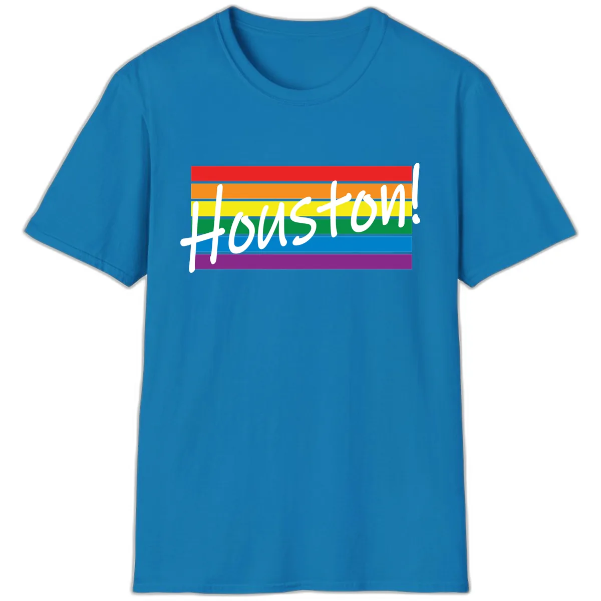 Houston Pride Rainbow Flag T-Shirt in Sapphire