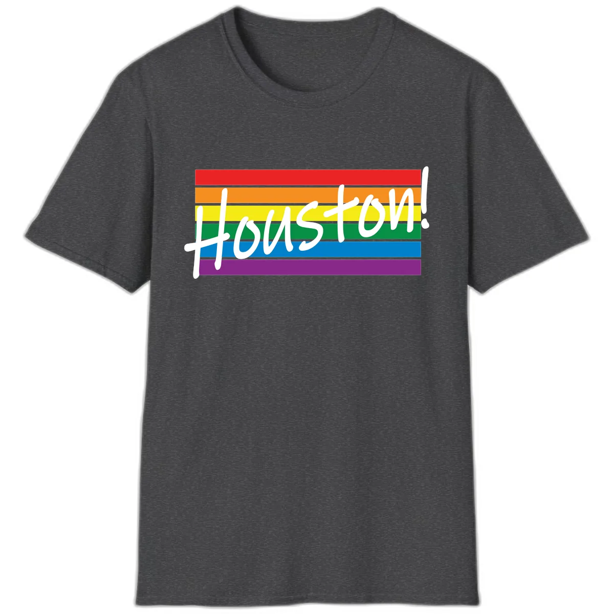 Houston Pride Rainbow Flag T-Shirt in Dark Heather