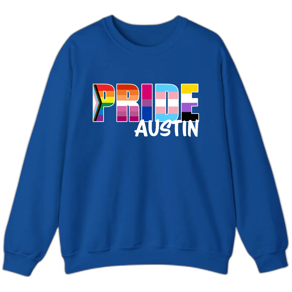 Pride Austin Rainbow Letters Sweatshirt in Royal