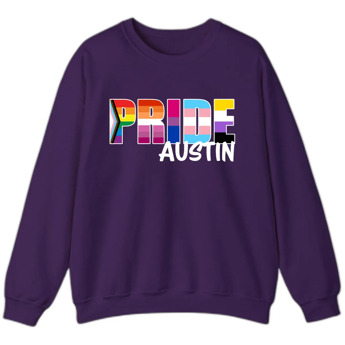 Pride Austin Rainbow Letters Sweatshirt in Purple