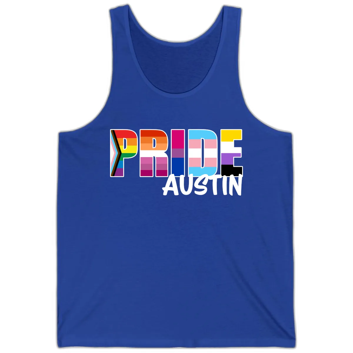 Pride Austin Rainbow Letters Tank in True Royal