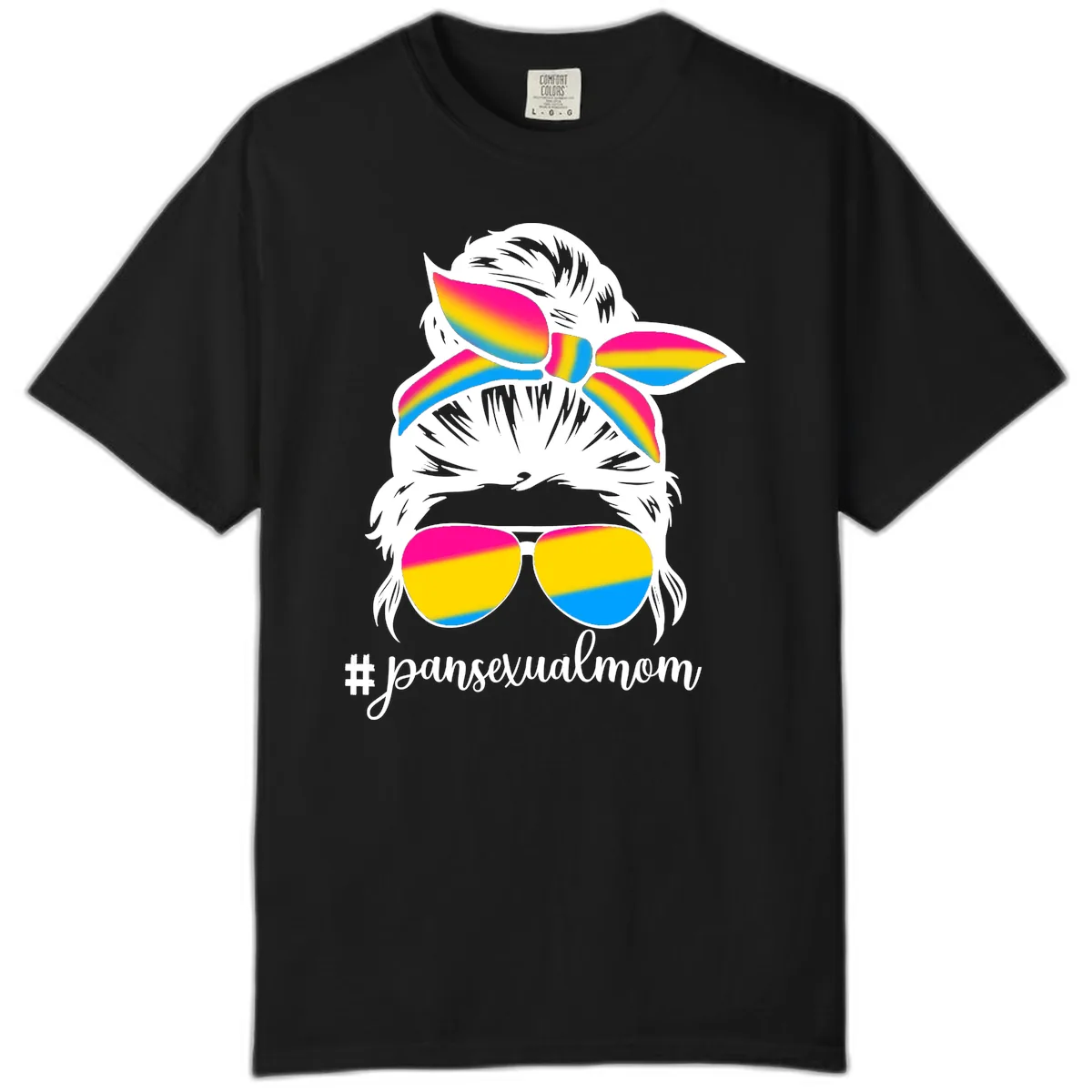 Pansexual Mom Rainbow Pride Comfort Color in Black