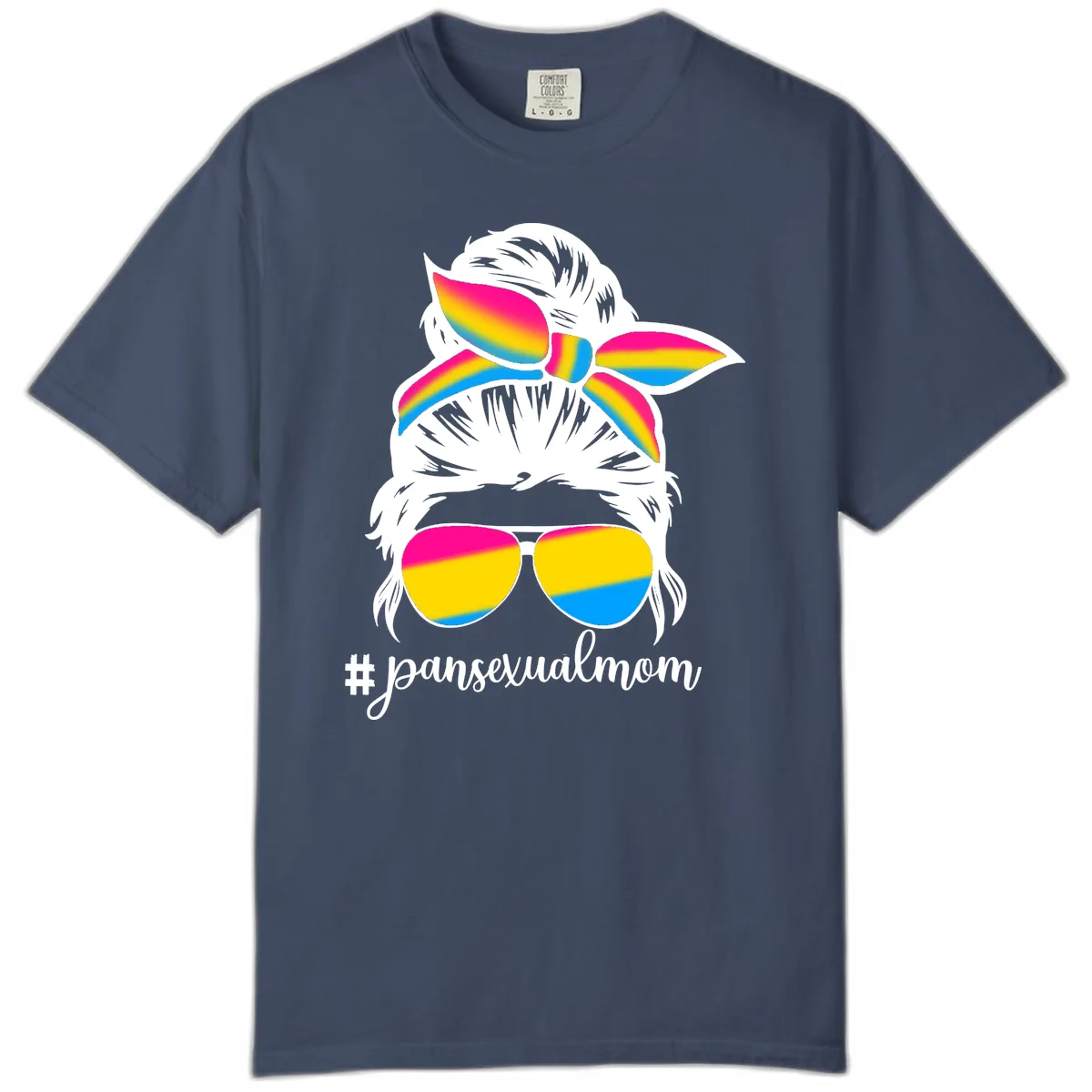 Pansexual Mom Rainbow Pride Comfort Color in Midnight